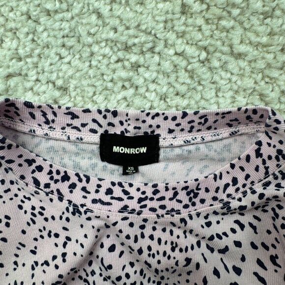 MONROW Mini Cheetah Print Lightweight Cropped Long Sleeve Tee - Picture 4 of 8